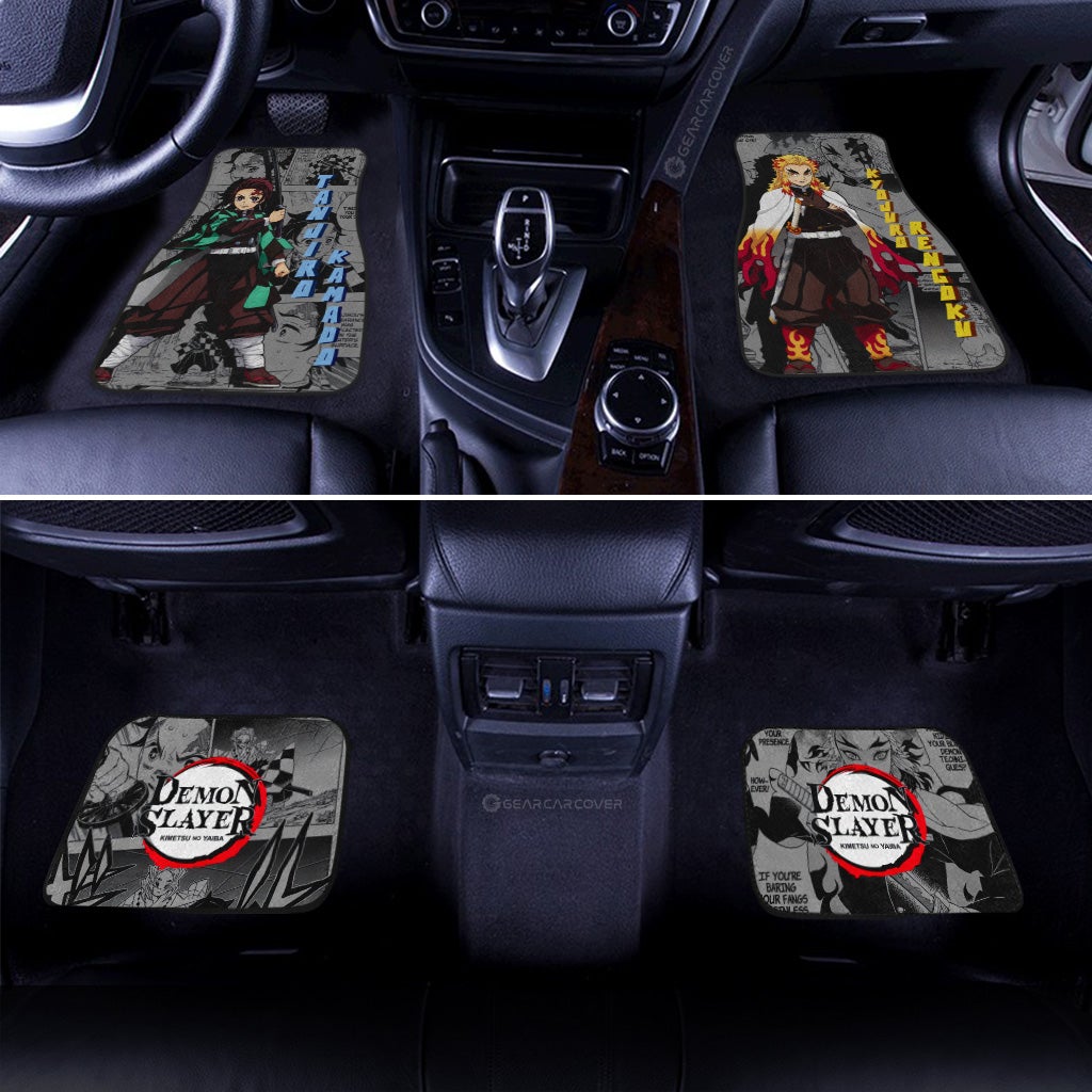 Tanjiro And Rengoku Car Floor Mats Custom Demon Slayer Anime Mix Manga Gifts For Fans