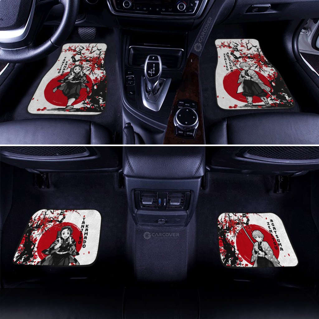 Tanjiro And Zenitsu Car Floor Mats Custom Japan Style Demon Slayer Anime Car Interior Accessories