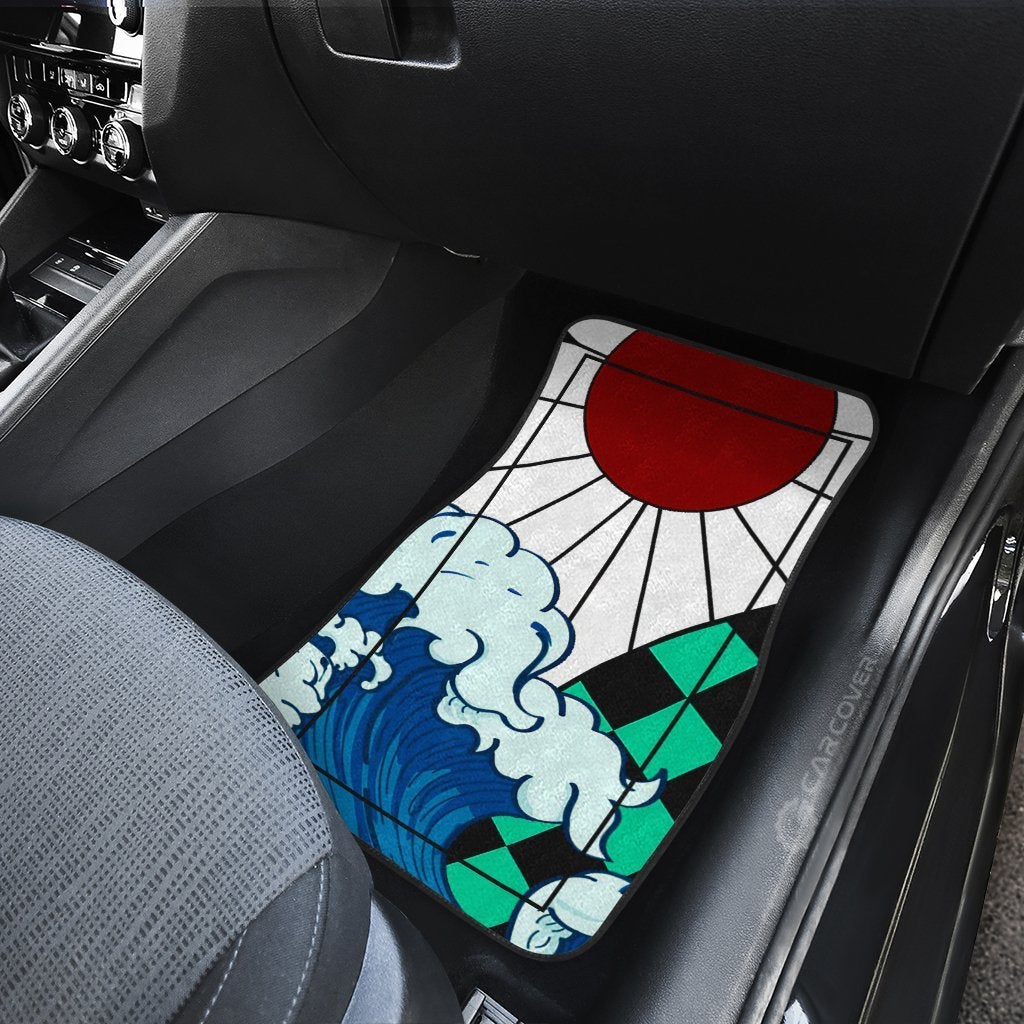 Tanjiro Hanafuda Car Mats Great Wave Custom Anime Car Accessories