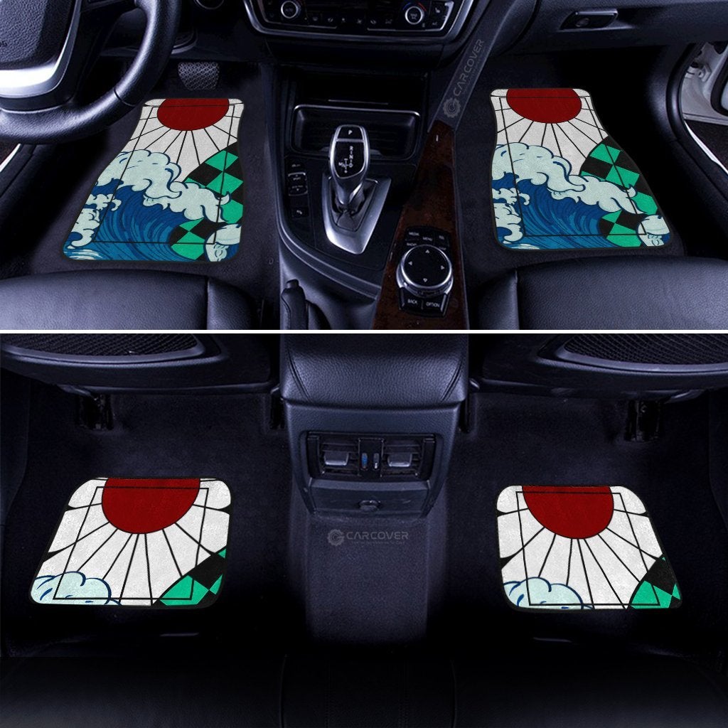 Tanjiro Hanafuda Car Mats Great Wave Custom Anime Car Accessories