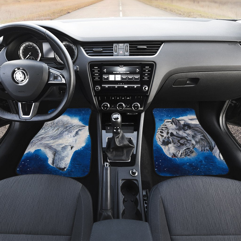 White Wolf And Tiger Car Floor Mats Custom Cool Car Accessories Gifts Idea