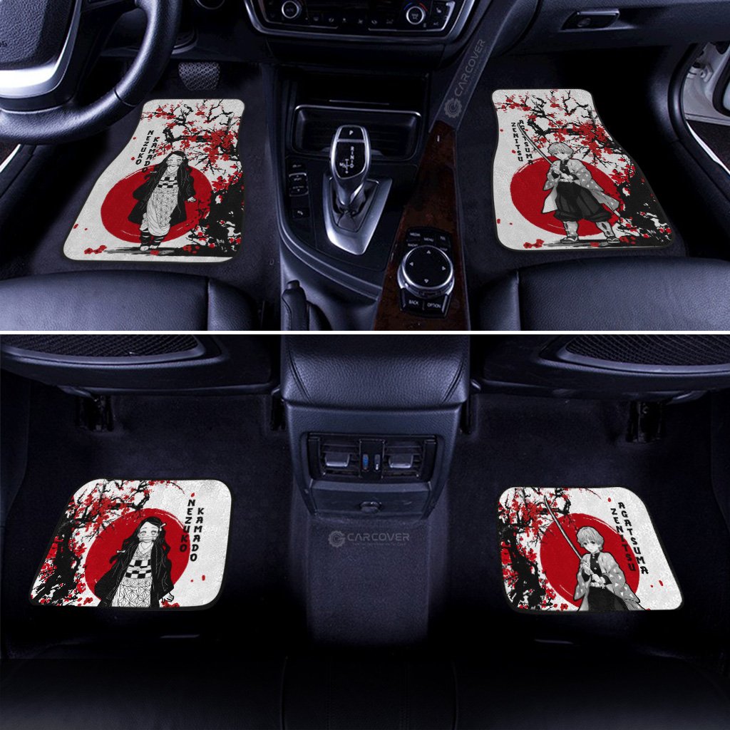Zenitsu And Nezuko Car Floor Mats Custom Japan Style Demon Slayer Anime Car Interior Accessories